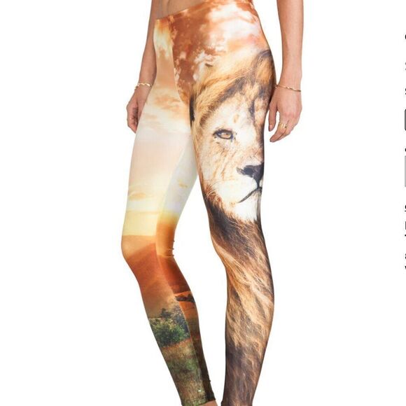 NEW WOLF We Are Handsome Australia Leggings Gold Boho Shiny Animal RARE S - Picture 11 of 15